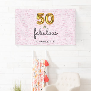 Rose Gold 50 and Fabulous Modern Birthday Banner