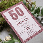 Rose Gold 50th birthday Invitation<br><div class="desc">Rose Gold 50th birthday Invitation</div>