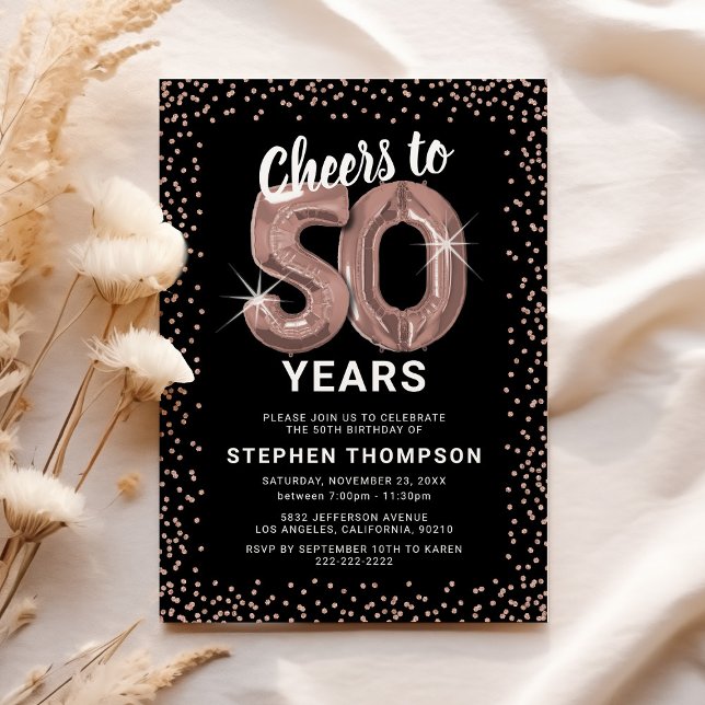 Rose Gold 50th Birthday Invitation (Creator Uploaded)
