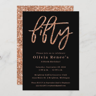 Rose Gold 50th Birthday Invitation Template