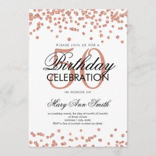 Rose Gold 50th Birthday Party Glitter Confetti Invitation