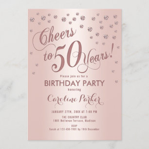 Rose Gold 50th Birthday Party Invitation