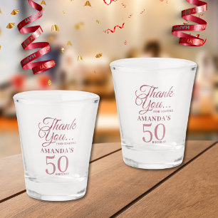 Rose Gold  50th Birthday Party Thank You Favours Shot Glass