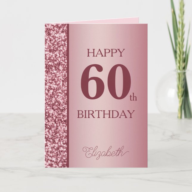 Rose Gold 60th Birthday Card (Front)