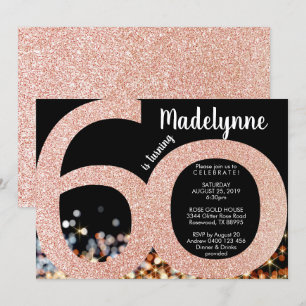 Rose Gold 60th Birthday Invitation - Female 60th