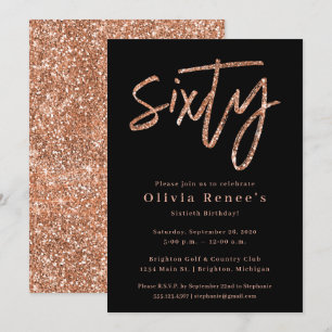 Rose Gold 60th Birthday Invitation Template