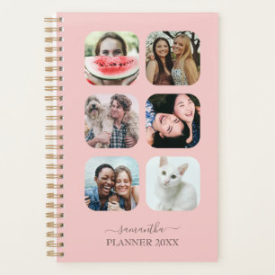 Rose Gold 6 Photo Your Name Monogram Planner