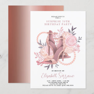 Rose Gold 70th Birthday Surprise Invitation