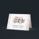 Rose Gold 70th Birthday Thank you Glitter Confetti Card<br><div class="desc">Elegant 70th Birthday Party Rose Gold Faux Glitter Confetti White template. Easy to use and easy to personalise. Order Today!</div>