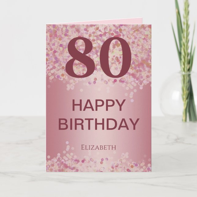 Rose Gold 80 Birthday  Card (Front)