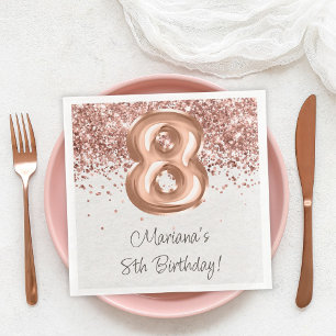  Rose Gold 8th Birthday Party Napkin