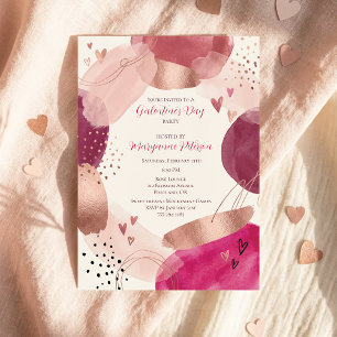 Rose Gold Abstract Girly Galentine’s Day Party Invitation