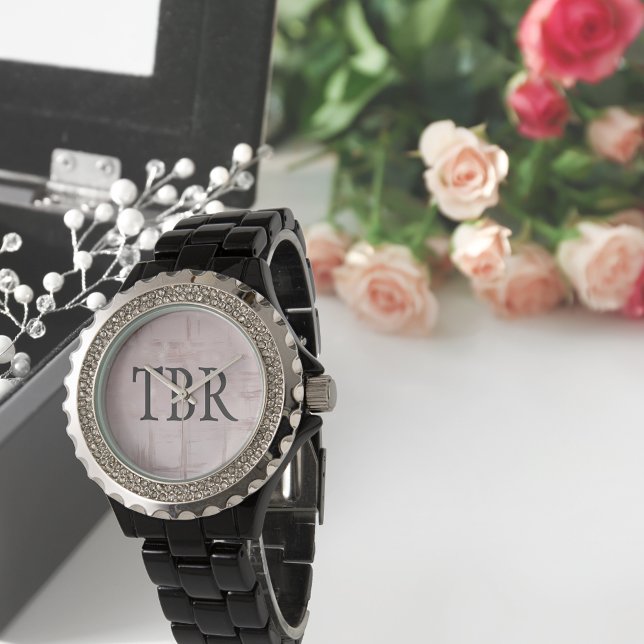 Rose Gold Abstract on Pink Monogram Watch (Creator Uploaded)