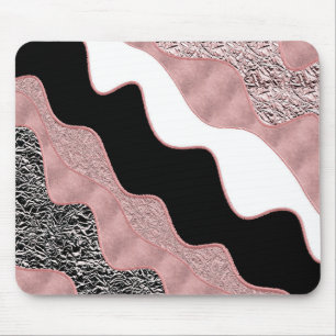Rose Gold Abstract Wave Modern Gold Glam Trendy Mouse Mat