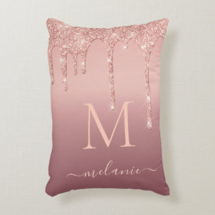 Rose Gold Accent Pillow with Your Name and Letter
