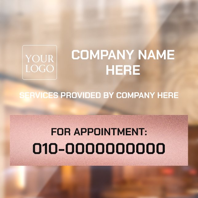 Rose Gold | Add Logo Business Promotion Car Truck  Window Cling (Sheet 2)