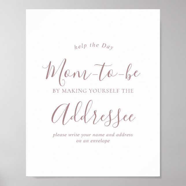Rose Gold Address an Envelope Baby Shower Sign (Front)