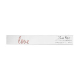 Rose gold address labels, love, foil font wrap around label
