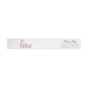 Rose gold address labels, love, foil font wrap around label