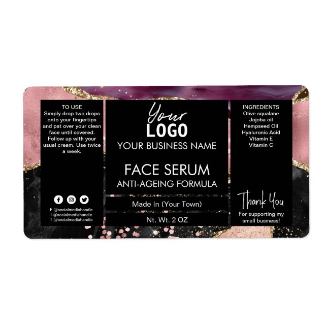 Rose Gold Agate Face And Hair Oil Serum (Front)