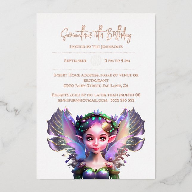 Rose gold airy princess purple iridescent wings  (Front)