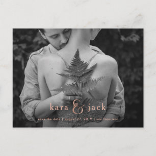 Rose Gold Ampersand   Photo Save the Date Announcement Postcard