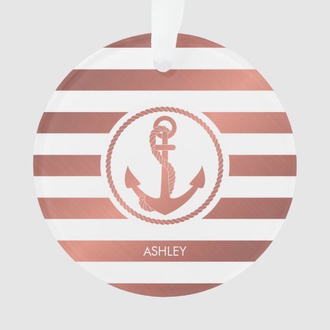 Rose Gold Anchor Ornament (Front)