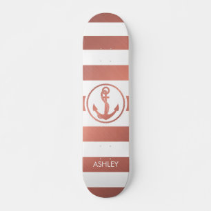 Rose Gold Anchor Skateboard