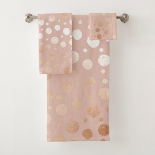 Rose-gold and beige dots pattern bath towel set