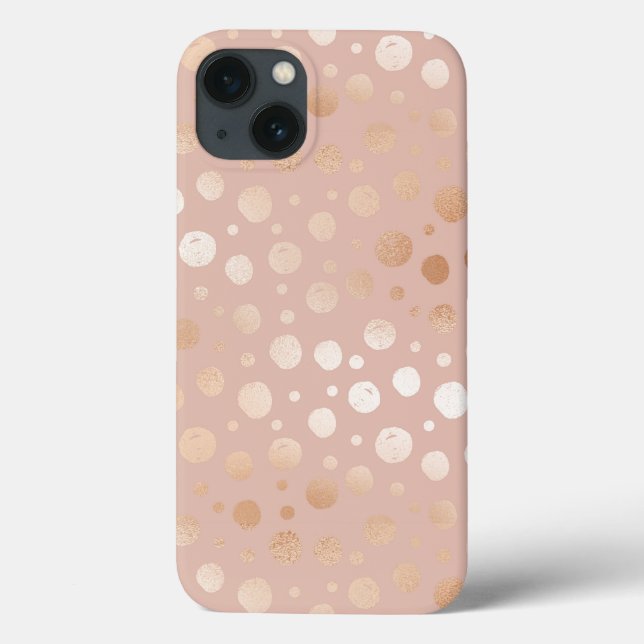 Rose-gold and beige dots pattern Case-Mate iPhone case (Back)