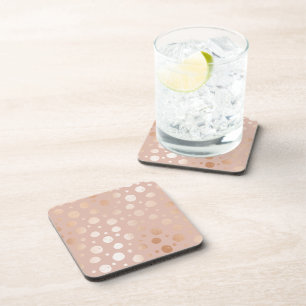 Rose-gold and beige dots pattern coaster