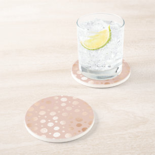 Rose-gold and beige dots pattern coaster