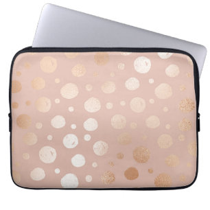 Rose-gold and beige dots pattern laptop sleeve