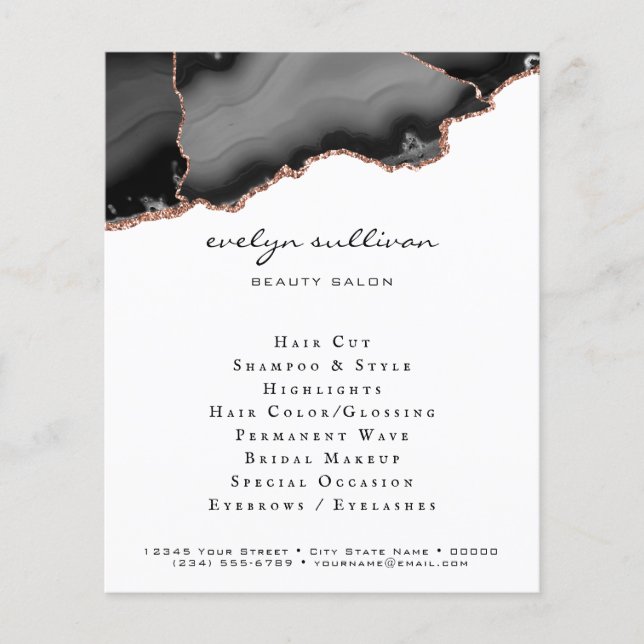 rose gold and black agate flyer (Front)