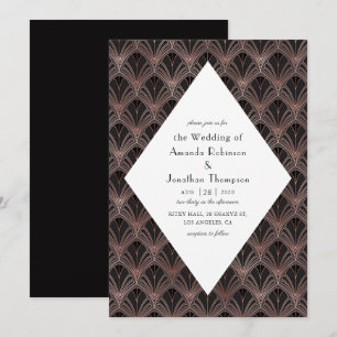 Rose Gold and Black Art Deco Wedding Invitation