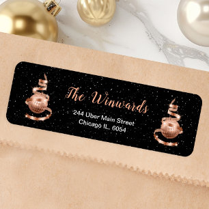 Rose Gold and Black Christmas Ornament