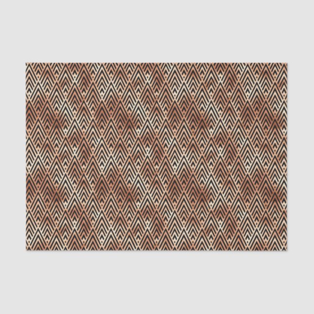 Rose Gold and Black Diamond Art Deco Pattern Tissue Paper (Front)