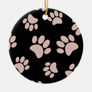 Rose Gold And Black Dog Paw Pattern Ceramic Tree Decoration