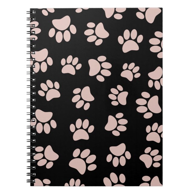 Rose Gold And Black Dog Paw Pattern Notebook (Front)