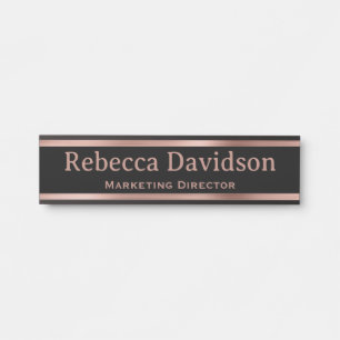 Rose Gold and Black Elegant Office Door Sign