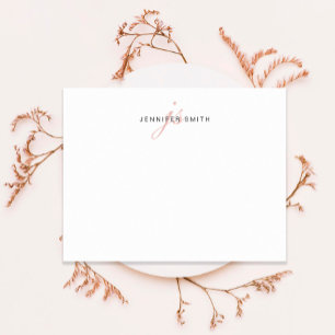 Rose Gold And Black Feminine Calligraphy Monogram Card