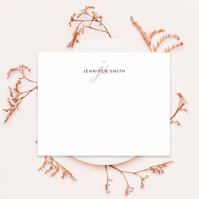 Rose Gold And Black Feminine Calligraphy Monogram Card (Creator Uploaded)