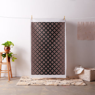 Rose Gold And Black Geometric Shapes Pattern Fabric