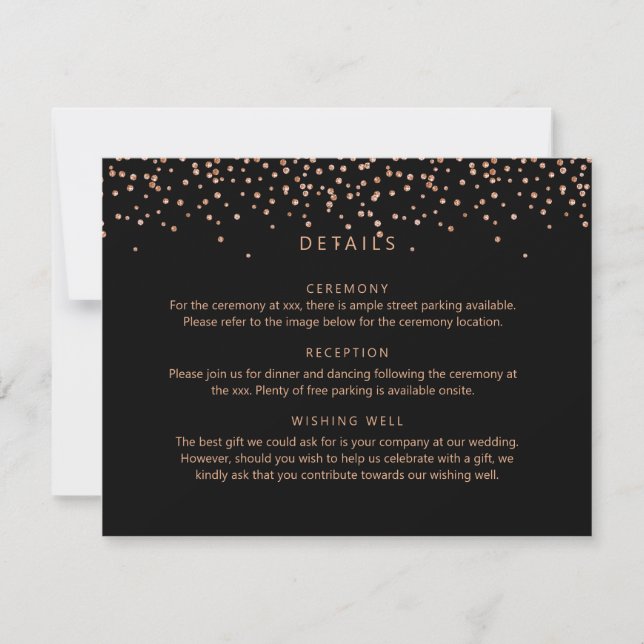 Rose gold and Black Glitter Detail Enclosure Card (Front)