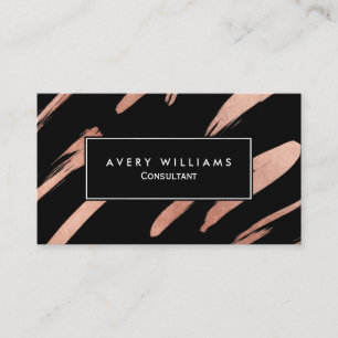 Rose Gold and Black Modern Abstract Professional Business Card