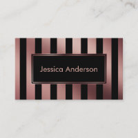 Rose Gold and Black Multi-Directional Stripes