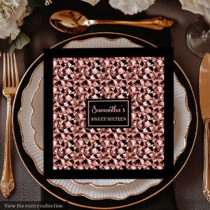 Rose Gold and Black Napkins Elegant Party Wrap