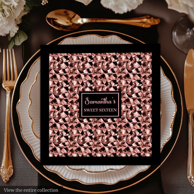 Rose Gold and Black Napkins Elegant Party Wrap (Rose Gold and Black Napkins Elegant Party Wrap)