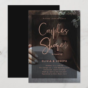 Rose Gold and Black Overlay   Couples Shower Invitation