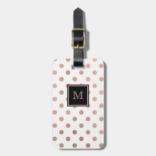 Rose Gold and Black Polka Dot Luggage Tag